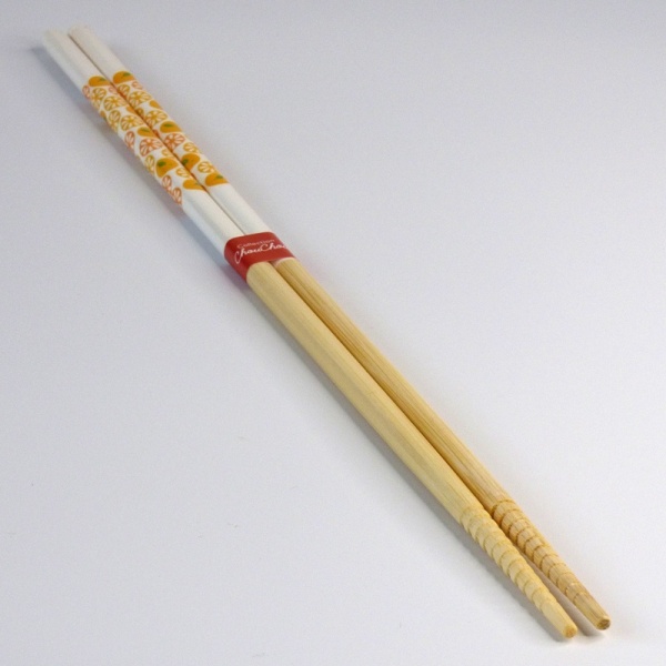 Japanese cooking chopsticks with yellow citrus pattern decoration