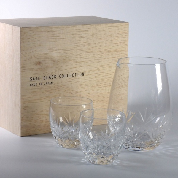 Japanese cut glass sake gift set