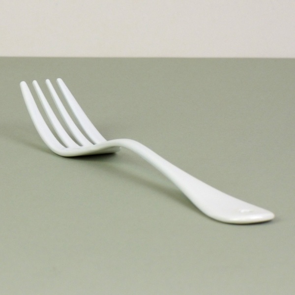 White enamel dessert fork
