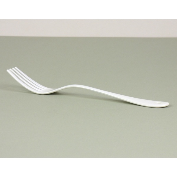 White enamel dessert fork