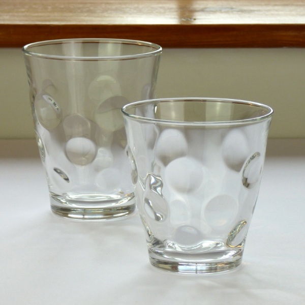 Large and small 'Dot' design glass tumblers