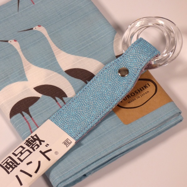 Handle with blue furoshiki cloth