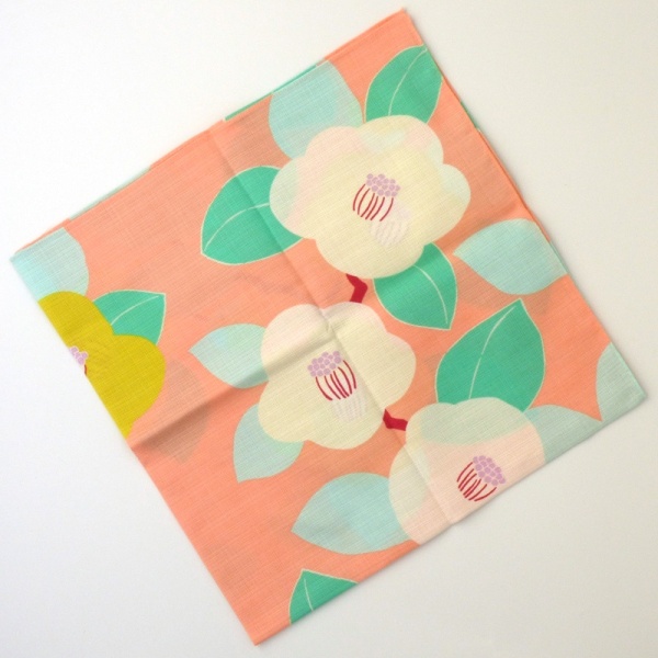 Pink Camellia design furoshiki wrapping cloth
