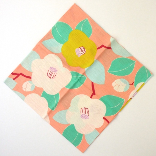 Pink Camellia design furoshiki wrapping cloth