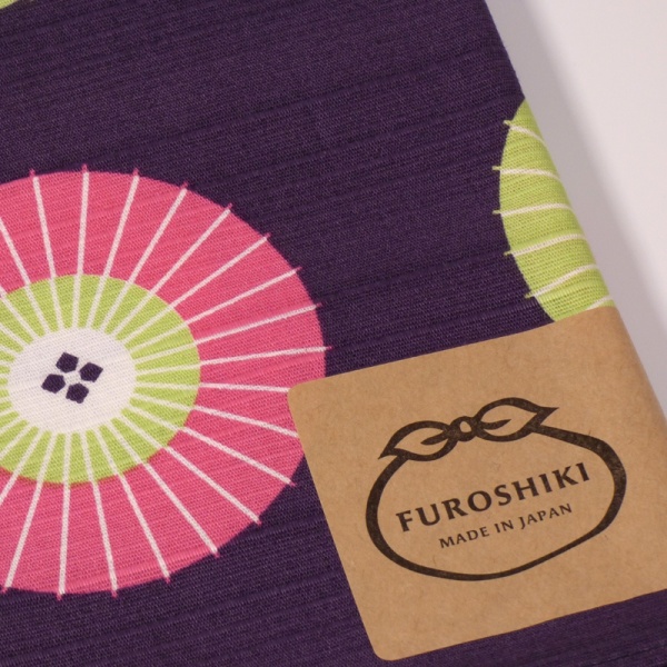 Close up of purple furoshiki wrapping cloth
