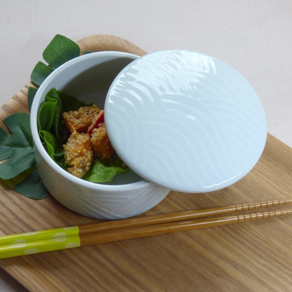 Pale blue futamono bowl with lid