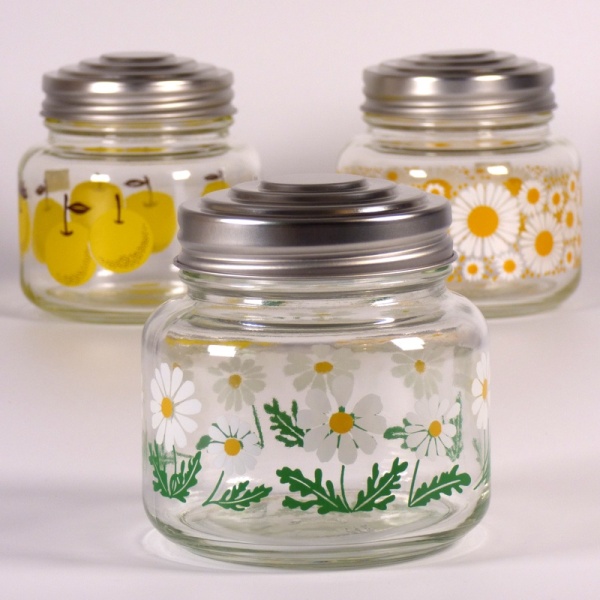 Set of three retro storage jars