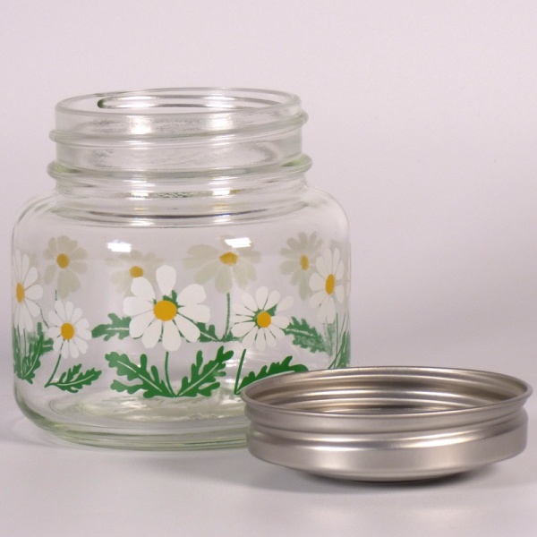 Glass storage jar with retro floral Meadow design