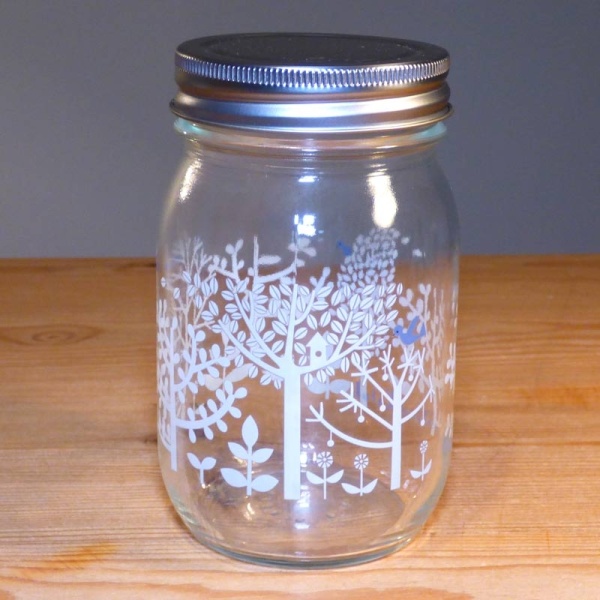 450ml Glass Storage Jar with woodland design by Shinzi Katoh
