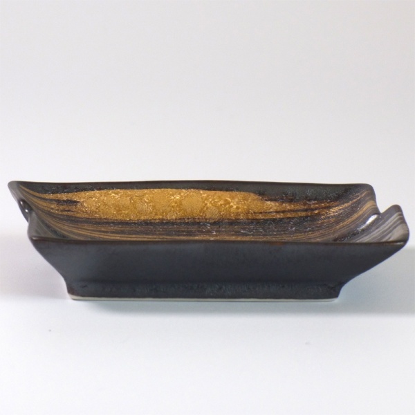 Black, gold and silver ceramic mini-dish