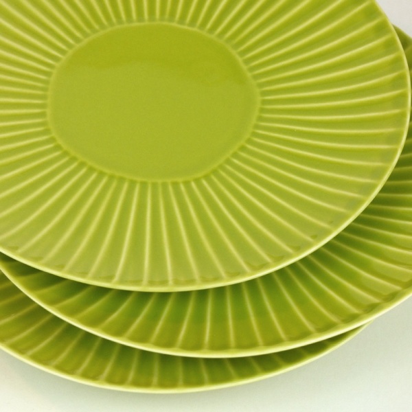 Green Hasami ware Japanese ceramic side plates