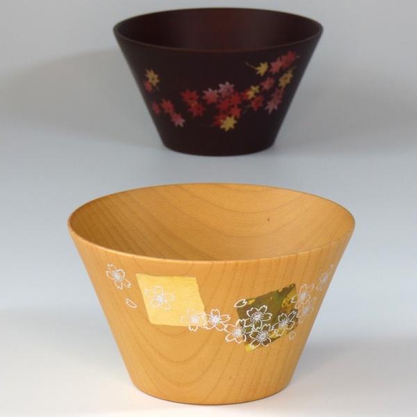 Two wooden Japanese bowls