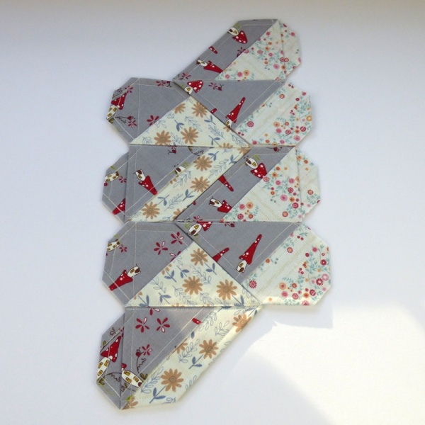Origami Heart coasters in grey folksy fabric