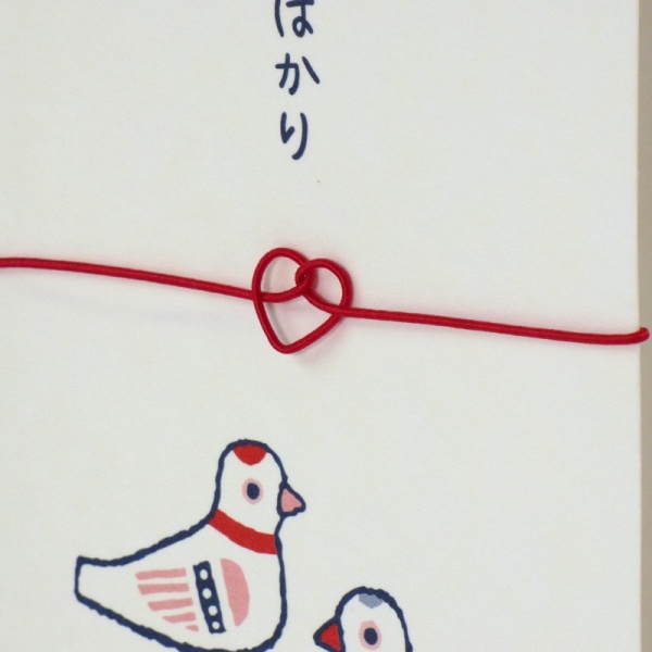 Close up of design details of Kokoro bakari Japanese greetings card
