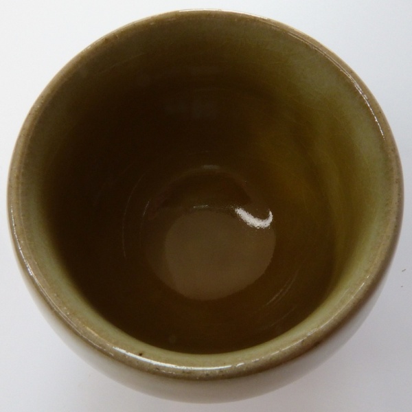 Top down view of Korokoro Japanese cup showing glazed inside
