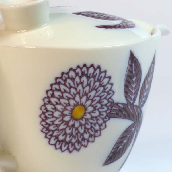 Close up of Purple Dahlia teapot