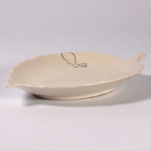 Leaf shaped mini plate with Moon Rabbit design