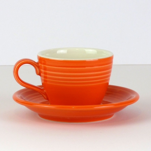 Mandarin orange coffee cup and saucer
