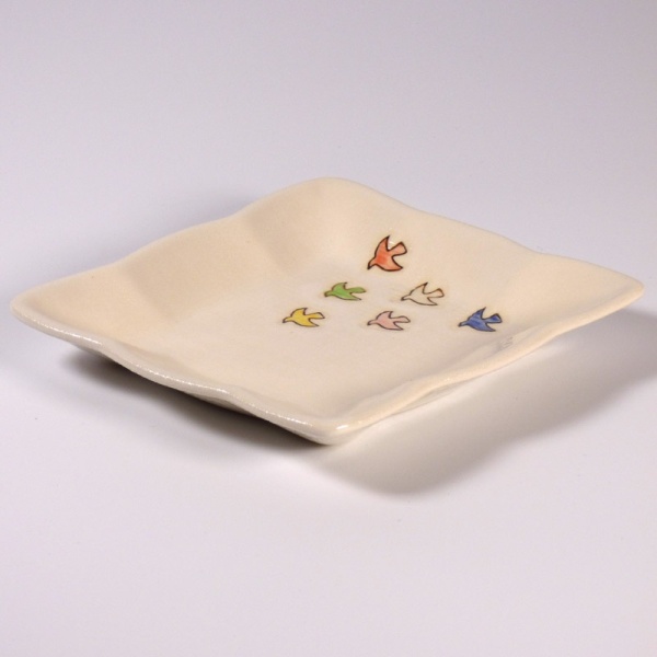Square mini plate with Birds design