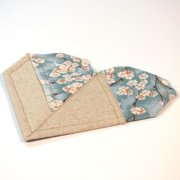 Origami Heart shaped Japanese fabric coaster in Spring colours