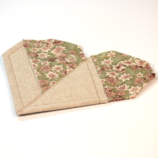Origami Heart shaped Japanese fabric coaster in Autumn colours