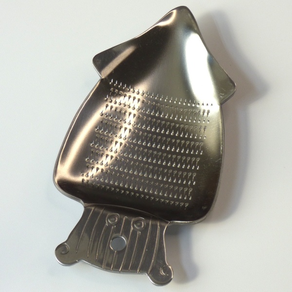 Mini metal Japanese grater in the shape of a squid