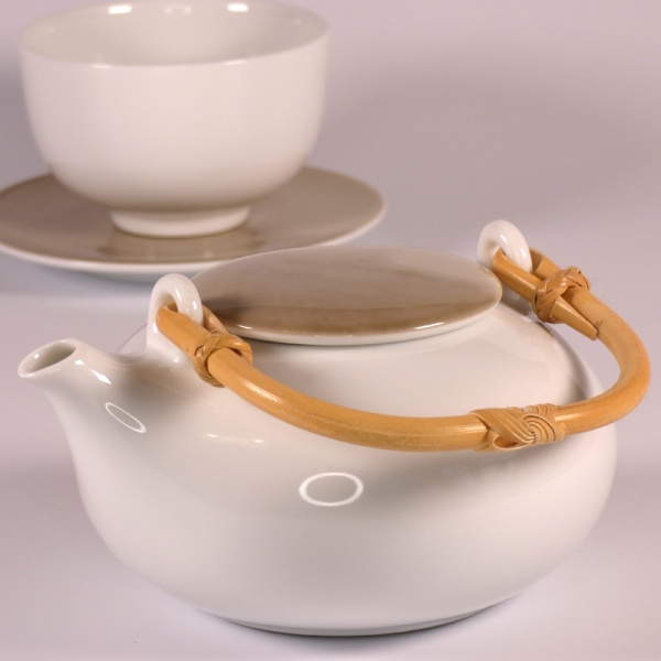 Japanese porcelain teapot with matching tea bowl