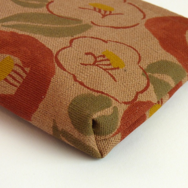 Close up of Canvas Zip Bag with Camellia Design