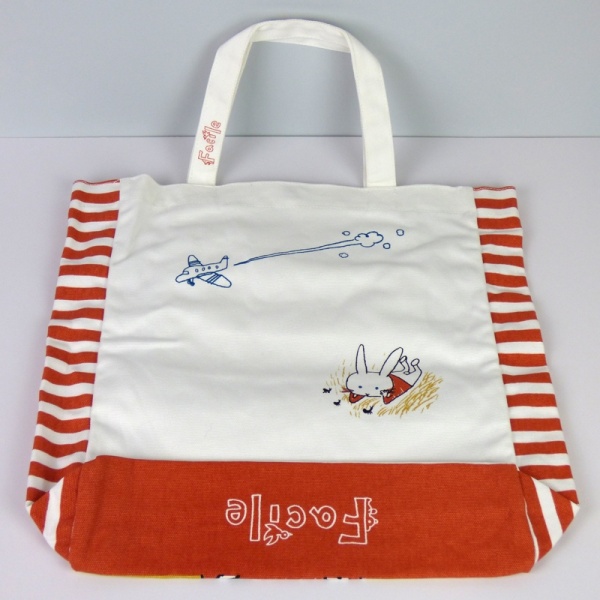 Canvas tote bag with Rabbits design reverse side