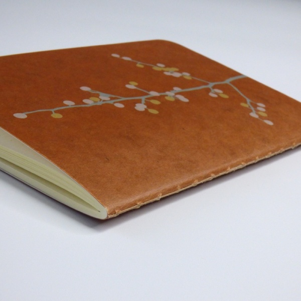 'Ro-biki' Blossom Branch Japanese notebook showing stitched binding