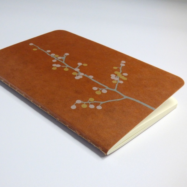 'Ro-biki' Blossom Branch Japanese notebook showing stitched binding