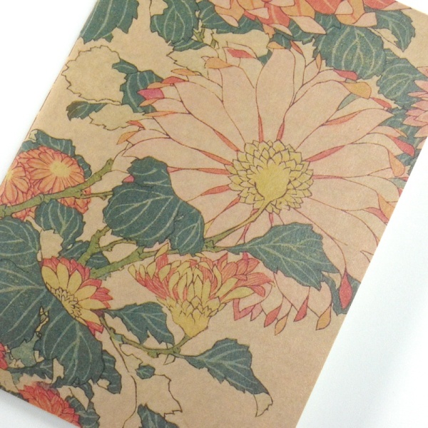 Close up of Hokusai chrysanthemum design on front cover