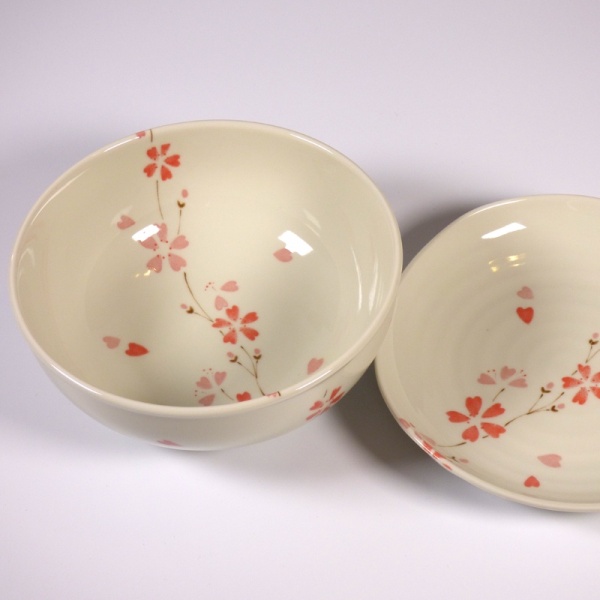 'Sakura' round ceramic bowl and side plate