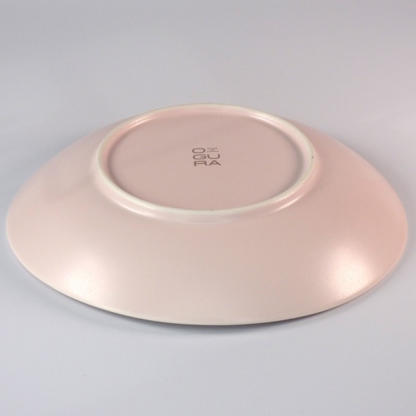 Underside of pink Japanese serving plate
