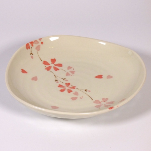 'Sakura' cherry blossom design asymmetric ceramic plate