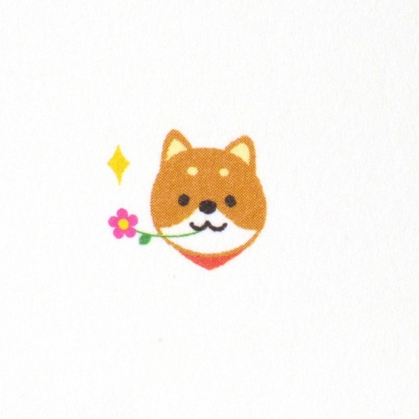 Close up of cute dog character on the back of the card