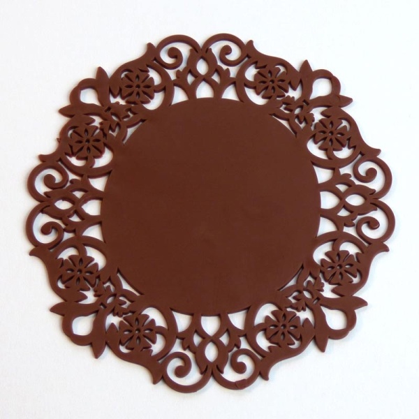 Silicone lace coaster - brown