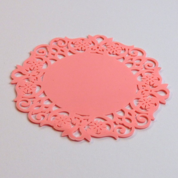 Silicone lace coaster - pale pink