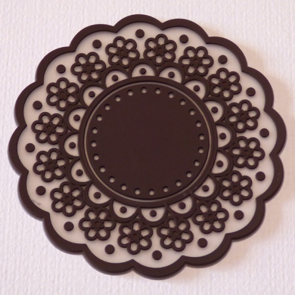 Silicone lace pattern coaster - coffee bean brown