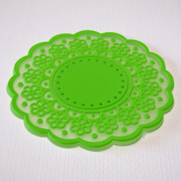 Silicone lace pattern coaster - Lime Green