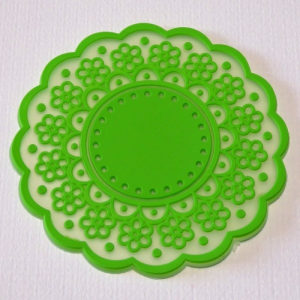 Silicone lace pattern coaster - Lime Green