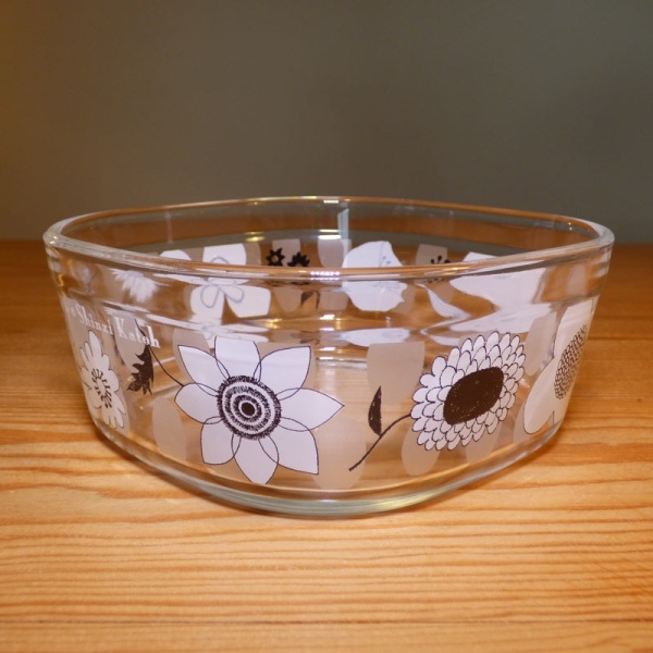 Small square glass storage pot shown without lid