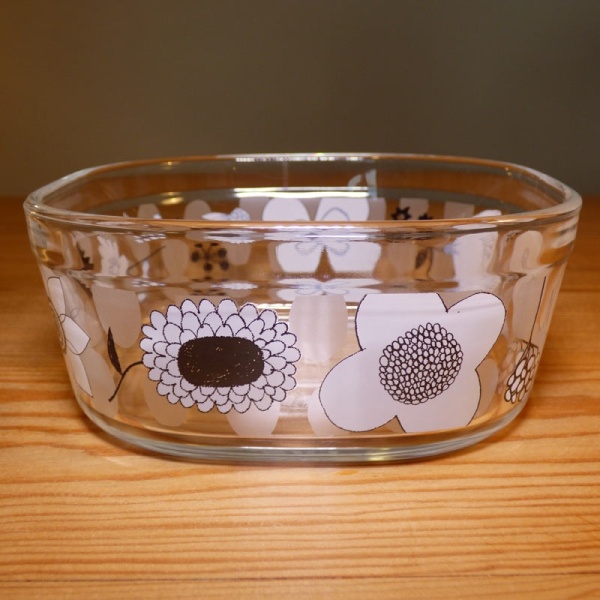 Small square glass storage pot shown without lid