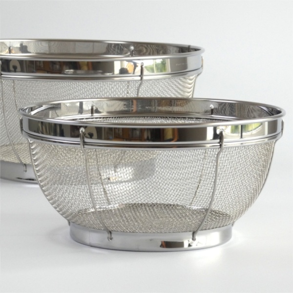 Smaller of the two Japanese stainless steel sieve baskets