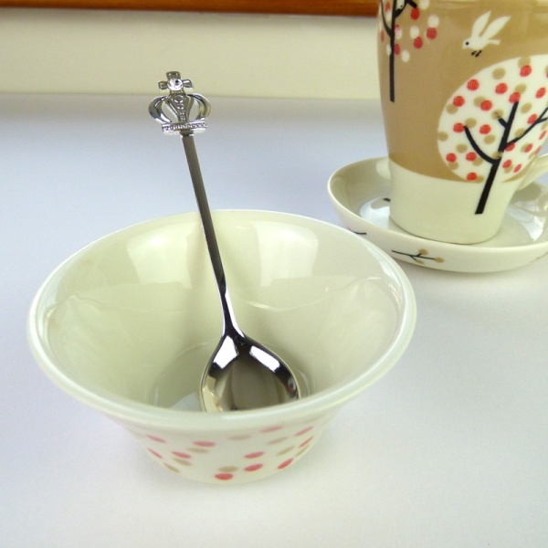 Silver 'Royal Crown' teaspoon with cafe mug