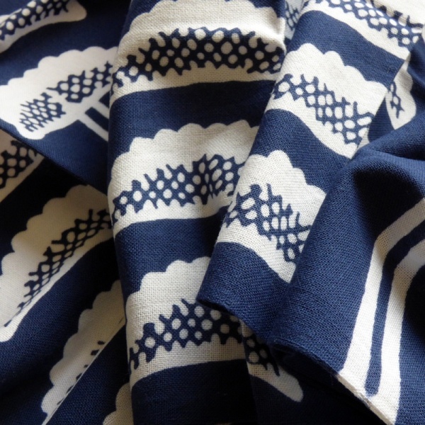 Close up of gyoza design on tenugui cloth