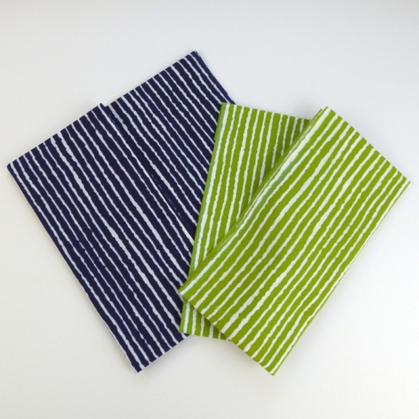 Navy blue and green stripe tenugui cloths