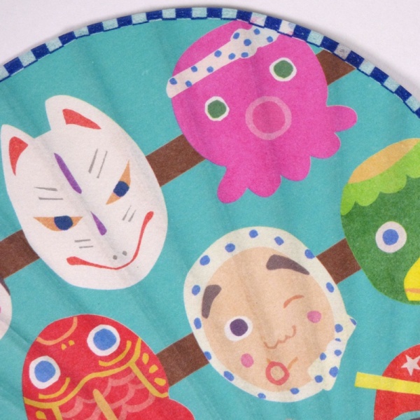 Close up of Japanese fan masks design