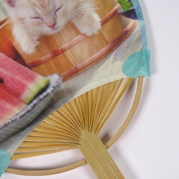 Close up of bamboo and paper Japanese fan