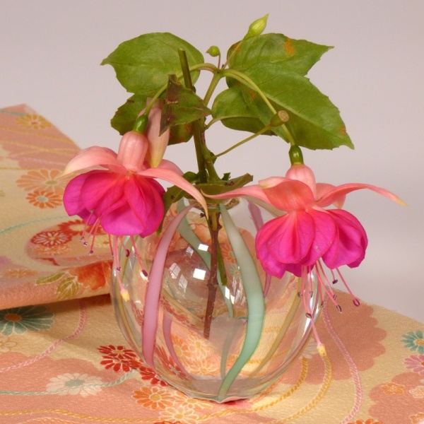 Flowers in small Japanese glass vase